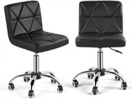 efficient workspace companion - set of 2 armless desk chairs with low back and swivel design for enhanced comfort and diamond pattern for style - perfect for home or office, black (2-pack) logo