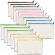 set of 15 canvas zipper bags in vibrant colors - perfect for diy crafts, makeup, toiletries and stationery storage - beige, 8.3" x 4.7 logo