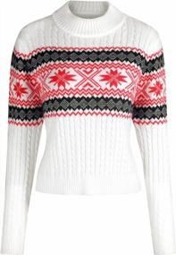 img 4 attached to ZAFUL Snowflake Ugly Christmas Sweater With Ribbed Knit, Crew Neck And Long Sleeves For Women - Cozy Pullover Jumper