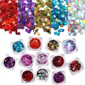 img 4 attached to 12 Boxes Heart Glitter Nail Sequins, EBANKU Holographic Valentine Nail Art Flakes Colorful Confetti Glitter For DIY Design Makeup Face Body Eye Hair Nail Art Design