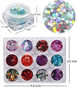 img 3 attached to 12 Boxes Heart Glitter Nail Sequins, EBANKU Holographic Valentine Nail Art Flakes Colorful Confetti Glitter For DIY Design Makeup Face Body Eye Hair Nail Art Design