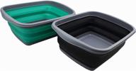 🛁 sammart 10l (2.6 gallons) collapsible tub set (2-pack) - foldable dish tub - portable washing basin - space saving plastic washtub [bluish-green + black] логотип