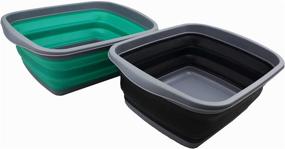 img 4 attached to 🛁 SAMMART 10L (2.6 Gallons) Collapsible Tub Set (2-Pack) - Foldable Dish Tub - Portable Washing Basin - Space Saving Plastic Washtub [Bluish-Green + Black]