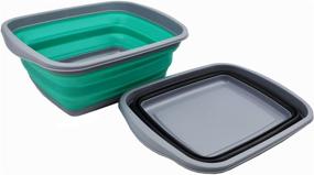 img 3 attached to 🛁 SAMMART 10L (2.6 Gallons) Collapsible Tub Set (2-Pack) - Foldable Dish Tub - Portable Washing Basin - Space Saving Plastic Washtub [Bluish-Green + Black]