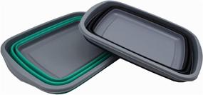 img 2 attached to 🛁 SAMMART 10L (2.6 Gallons) Collapsible Tub Set (2-Pack) - Foldable Dish Tub - Portable Washing Basin - Space Saving Plastic Washtub [Bluish-Green + Black]