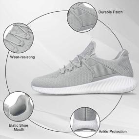 img 1 attached to Men'S Grey Walking Tennis Shoes 11.5 - Lightweight Breathable Running Sneakers Slip On Jogging Athletic Sport Gym Shoes
