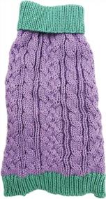 img 1 attached to Dog Sweater Knitted Fashion Warm Soft Winter Clothes For Small Large Pet Cat Puppy (S: Length - 12", Lilac)