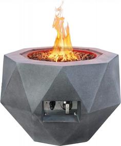 img 4 attached to Kante Concrete Propane Fire Pit Table, 50K BTU Geometric Gas Outdoor Fire Pit With Tray Style Lid And Dust Covers - 25In D X 18.5In H Smokeless Natural Concrete (A-GF002-C81921)