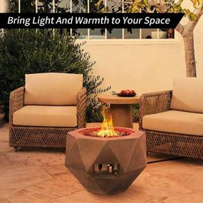 img 1 attached to Kante Concrete Propane Fire Pit Table, 50K BTU Geometric Gas Outdoor Fire Pit With Tray Style Lid And Dust Covers - 25In D X 18.5In H Smokeless Natural Concrete (A-GF002-C81921)
