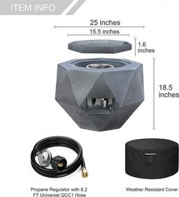 img 3 attached to Kante Concrete Propane Fire Pit Table, 50K BTU Geometric Gas Outdoor Fire Pit With Tray Style Lid And Dust Covers - 25In D X 18.5In H Smokeless Natural Concrete (A-GF002-C81921)