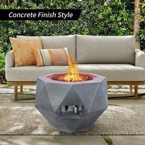 img 2 attached to Kante Concrete Propane Fire Pit Table, 50K BTU Geometric Gas Outdoor Fire Pit With Tray Style Lid And Dust Covers - 25In D X 18.5In H Smokeless Natural Concrete (A-GF002-C81921)