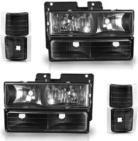 img 4 attached to 🚗 Quality Black Housing Headlight Assembly Kit for Chevy C/K Series 1500 2500 3500, Tahoe, Suburban, Silverado 1994-2000