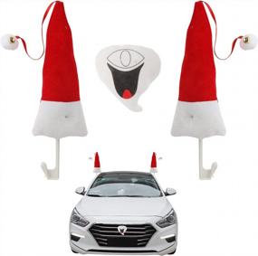 img 4 attached to Christmas Car Kit With Antlers, Santa Hat And Smiling Face For Auto Decorating