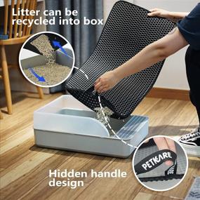 img 1 attached to Efficient Litter Trapping: PETKARE Cat Litter Mat with Hidden Handle, Enhanced Anti-Slip Back Layer, Large Size Scatter Control & Urine-Proof Design