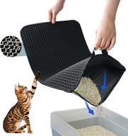 efficient litter trapping: petkare cat litter mat with hidden handle, enhanced anti-slip back layer, large size scatter control & urine-proof design logo