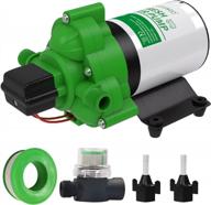 rvguard fresh water pump, 12v dc self priming diaphragm water pump, 3.5 gpm with strainer filter, adapters, for rv, yacht, garden, camper logo
