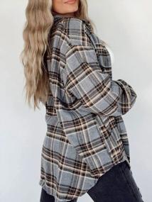 img 1 attached to Women'S Plaid Long Sleeve Shirt - Oversized Button Down Collared Blouse Top