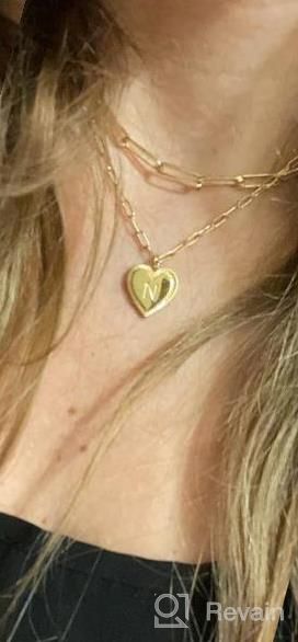 img 1 attached to Layered Gold Heart Necklace With Personalized Initial Pendant On Paperclip Chain - Aesthetic 14K Gold Plated Jewelry For Women review by Mariah Perry