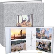 📷 4x6 photo album with linen frame cover, 200 pockets, writing space, small capacity - ideal for family, anniversary, baby, vacation, wedding - includes metallic pen логотип