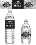 персонализированные этикетки для выпускных бутылок с водой из серебряной фольги - класс школьных цветов 2023 года - 24 наклейки (водонепроницаемые обертки) логотип