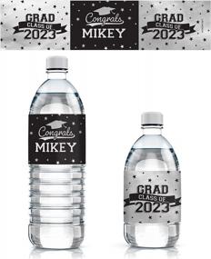 img 4 attached to Персонализированные этикетки для выпускных бутылок с водой из серебряной фольги - класс школьных цветов 2023 года - 24 наклейки (водонепроницаемые обертки)
