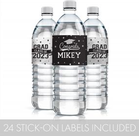 img 1 attached to Персонализированные этикетки для выпускных бутылок с водой из серебряной фольги - класс школьных цветов 2023 года - 24 наклейки (водонепроницаемые обертки)