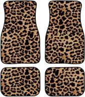 deeprinter leopard print car floor mat full set front non-slip carpet mats front &amp logo