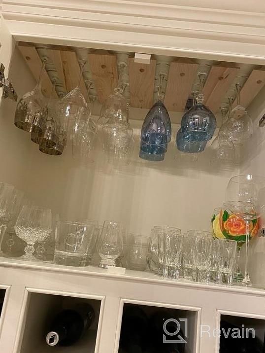 img 1 attached to 🍷 Wooden Under Cabinet Wine Glass Holder - Under Shelf Kitchen Stemware Rack for Wine Glasses and Stemware - Stemware and Glassware Hanger and Organizer - Stores Up to 6 Glasses review by Evan Haynes