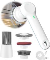 🚿 efficient cordless motorized shower scrubber: rungli electric spin scrubber with 4 replaceable brush heads for bathroom, kitchen, toilet, bathtub, tile, sink, wall cleaning logo