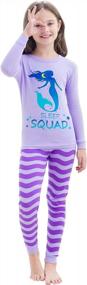 img 4 attached to Girls Long Sleeve Cotton Pajamas Snug-Fit Sleepwear Set