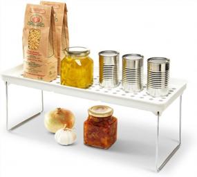 img 3 attached to 🗄️ Madesmart Clear Large Stacking Shelf - Cabinet Organizer with Collapsible Legs and Non-slip Rubber Feet