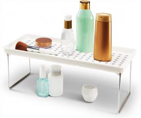 img 2 attached to 🗄️ Madesmart Clear Large Stacking Shelf - Cabinet Organizer with Collapsible Legs and Non-slip Rubber Feet