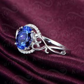 img 2 attached to 14K White Gold Tanzanite Engagement And Wedding Ring Set By Kardy Fashion - Genuine Gemstones For Women