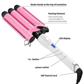 img 1 attached to 🔥 3 Barrel Curling Iron with Dual Voltage & Adjustable Temperature - Heat Resistant Design