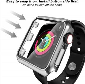 img 1 attached to 38Mm Silver Bling Case Compatible Apple Watch Band With Built-In Tempered Glass Screen Protector, All Around Protective Cover Frame Bumper For IWatch Series 3/2/1 - Secbolt