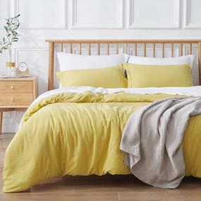 img 4 attached to 🛏️ VEEYOO Yellow Duvet Cover King Size - Extra Soft Microfiber, Breathable Comforter Cover with Zipper Closure (1 Cover + 2 Pillow Shams)