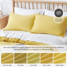 img 3 attached to 🛏️ VEEYOO Yellow Duvet Cover King Size - Extra Soft Microfiber, Breathable Comforter Cover with Zipper Closure (1 Cover + 2 Pillow Shams)