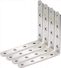 img 4 attached to WEBI Heavy Duty 90 Degree Stainless Steel Corner Brackets - 4Mm Thick, 6X6 Inches, Brush Nickel Finish - Ideal For Shelf, Wood, Furniture, And Shelves - Pack Of 4