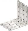 webi heavy duty 90 degree stainless steel corner brackets - 4mm thick, 6x6 inches, brush nickel finish - ideal for shelf, wood, furniture, and shelves - pack of 4 logo