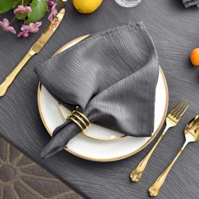 img 2 attached to Maxmill Charcoal Swirl Jacquard Cloth Napkins - Ideal For Family Dinners, Parties, And Banquets - Set Of 4 Washable And Comfortable Polyester Napkins - 20 X 20 Inches