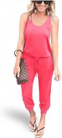 img 4 attached to Women'S Summer Sleeveless Jumpsuit Rompers With Elastic Waist And Pockets