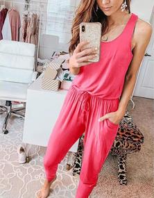 img 1 attached to Women'S Summer Sleeveless Jumpsuit Rompers With Elastic Waist And Pockets