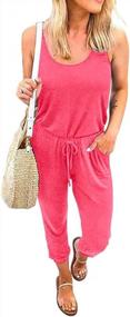 img 2 attached to Women'S Summer Sleeveless Jumpsuit Rompers With Elastic Waist And Pockets