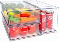 навальчивые ящики для холодильника с ручками - набор из 3-х больших прозрачных контейнеров с отстегивающимися перегородками для организации хранения продуктов в холодильнике и кладовой. разделенный сохранитель пищевых продуктов для кухонного хранения. minesign логотип