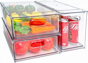 img 4 attached to Навальчивые ящики для холодильника с ручками - Набор из 3-х больших прозрачных контейнеров с отстегивающимися перегородками для организации хранения продуктов в холодильнике и кладовой. Разделенный сохранитель пищевых продуктов для кухонного хранения. MineSign