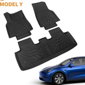 img 4 attached to Bomely Fit Tesla Model Y 2020 2021 2022 Floor Mats TPE Car Floor Mats All Weather Protection Tesla Model Y Accessories (Floor Mats)