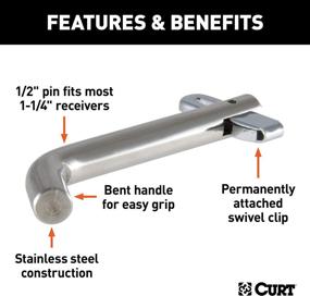 img 2 attached to 🔒 CURT 23581 Stainless Steel Swivel Trailer Hitch Pin: 1/2-Inch Diameter for 1-1/4-Inch Receiver