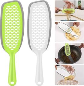 img 4 attached to 🍽️ Dish Squeegee Kitchen Tool Set with Silicone Food Strainer - Long Non-Slip Scrapers for Pots, Pans, Bowls, Countertops, 2-PACK