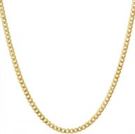 authentic 14k yellow gold solid 3mm cuban concave curb chain necklace by voss+agin with lobster claw clasp logo