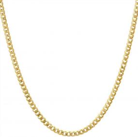 img 3 attached to Authentic 14k Yellow Gold Solid 3mm Cuban Concave Curb Chain Necklace by Voss+Agin with Lobster Claw Clasp